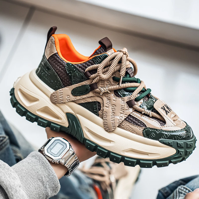 老爹鞋男款2025秋冬新款轮胎厚底增高鞋子复古潮流百搭休闲运动鞋