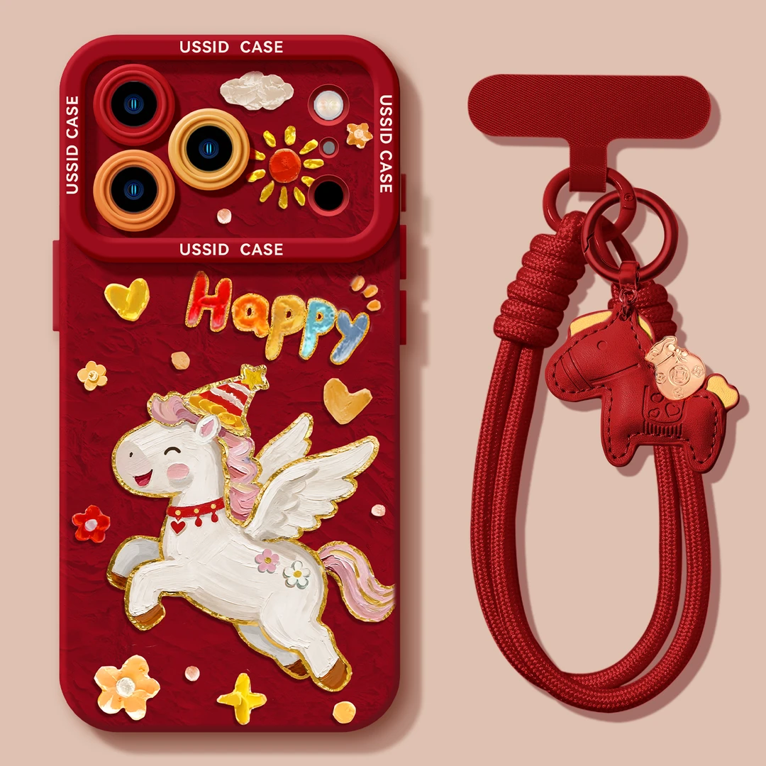 油画飞马适用苹果iPhone17promax苹果手机壳16全包15喜庆14/13/12