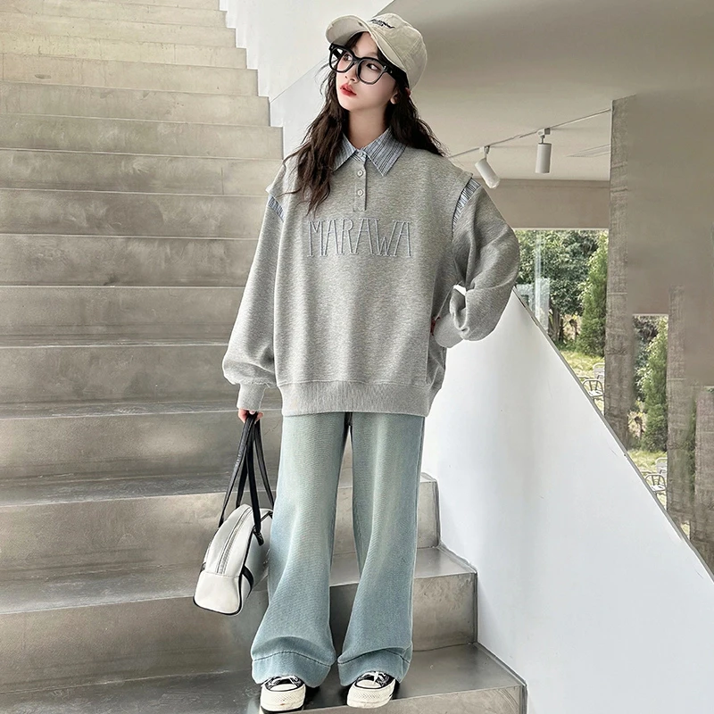 女童卫衣春秋款2025新款洋气女大童早春上衣儿童装春装时髦两件套