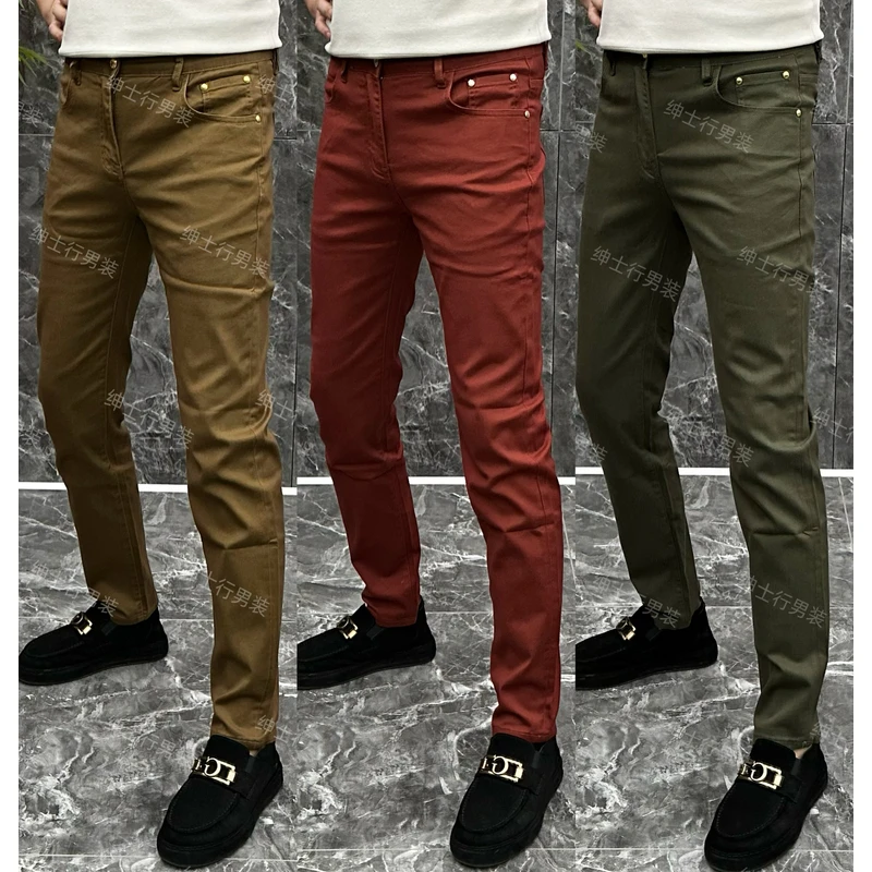 2025春秋季新款男士牛仔裤时尚百搭休闲裤修身小脚裤直筒长裤子男