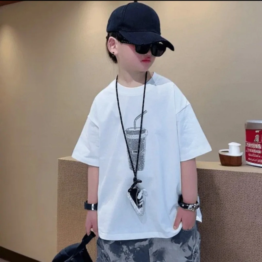 【烫钻工艺 潮款短袖】儿童时尚洋气体恤