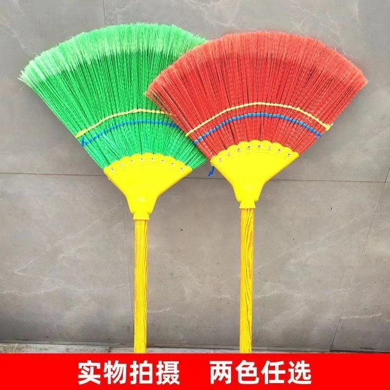 中号加厚塑料波纹丝ppv丝扫把扫水扫地家用传统笤帚手工木杆扫帚