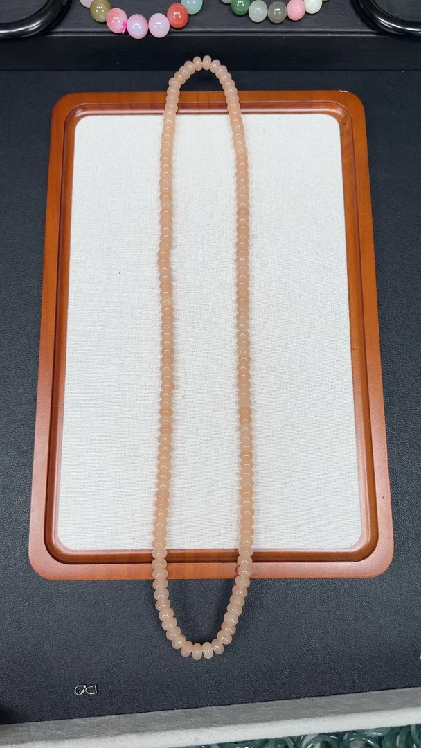 天然青海冰藕粉手链手串青海料昆仑山女款8mm算盘珠时尚爆款