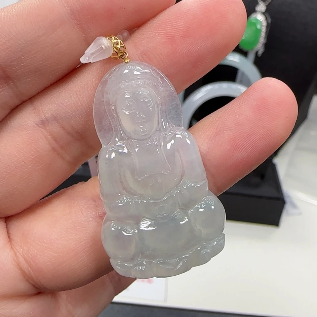 吊坠(不含链)18K金镶嵌翡翠