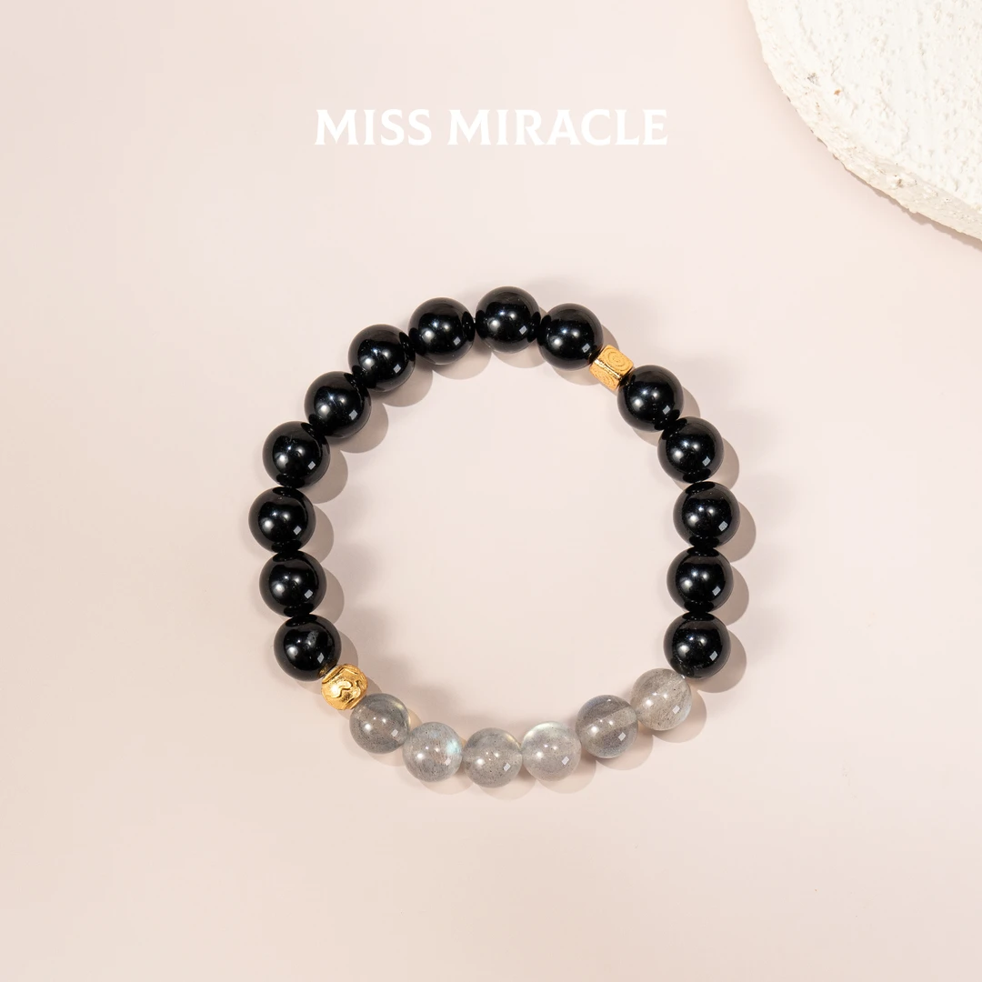MM · 护佑 · 黑曜石&灰月光手串 · 8.5mm（多样性）