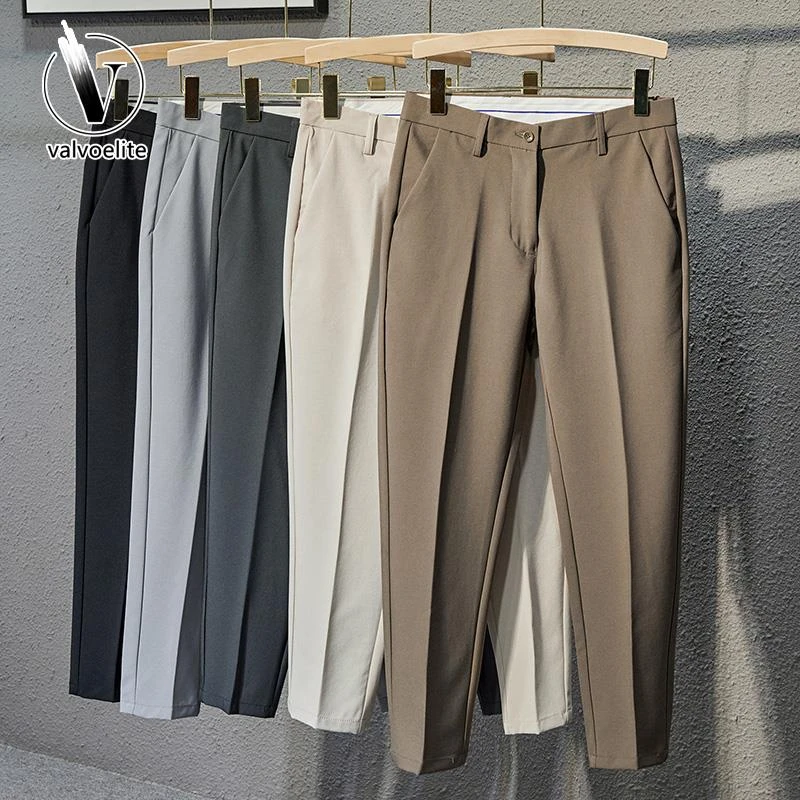 VALVOELITE夏季男士坠感小西裤直筒修身英伦风高级感抗皱西服裤子