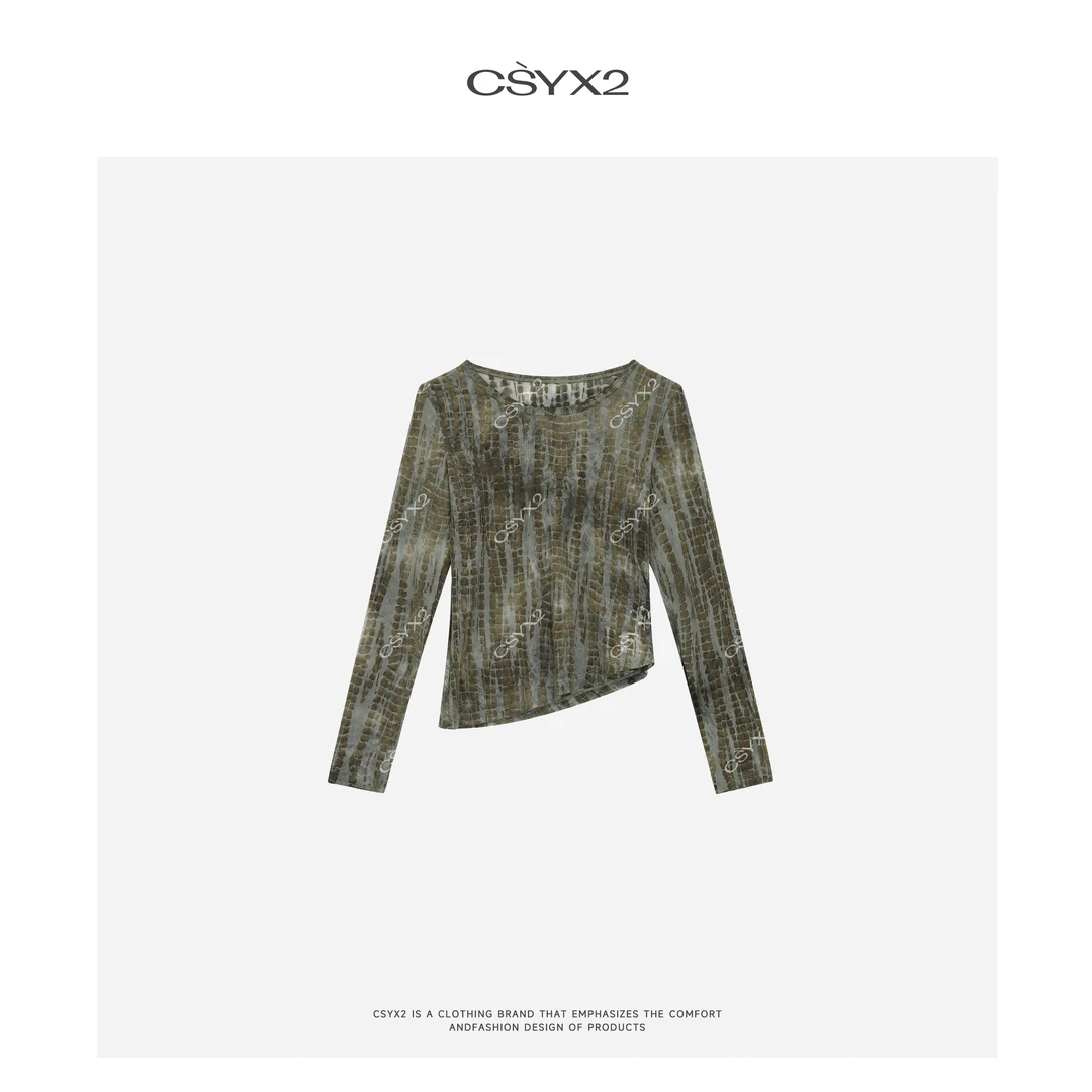 CsyX2-2025S/S早秋新款“朝暮来信”不规则扎染打底上衣CZ5CX050