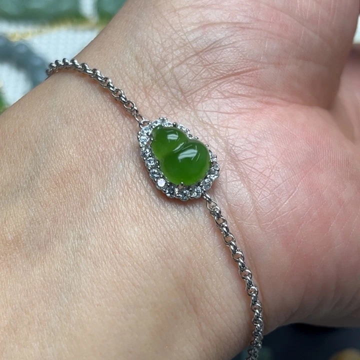 和田玉（碧玉）手链银S925镶嵌