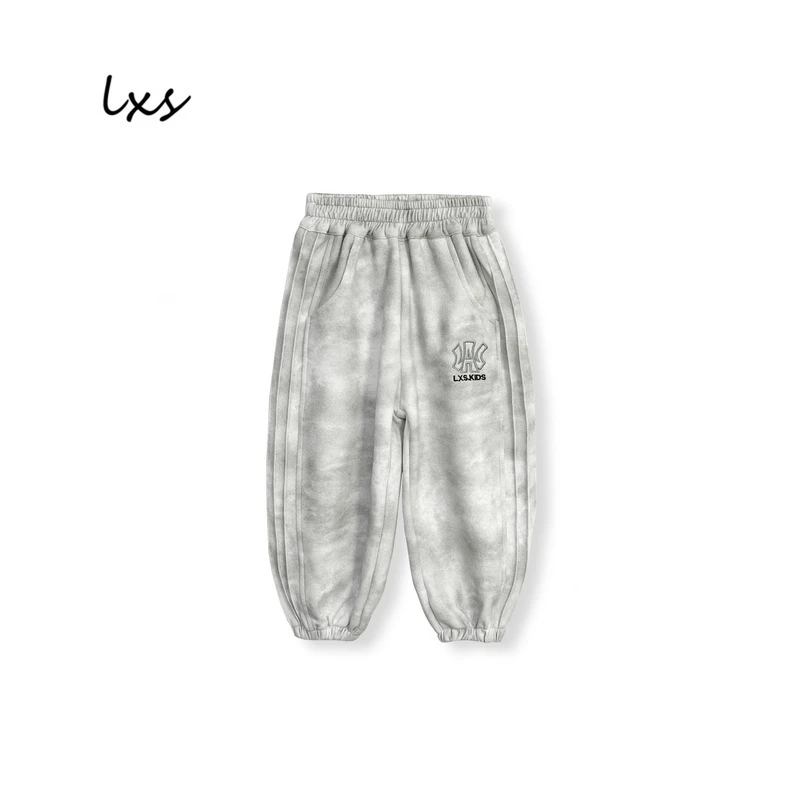 鹿小生童装儿童男童休闲裤韩版春秋拼接字母刺绣休闲宽松卫裤Q501