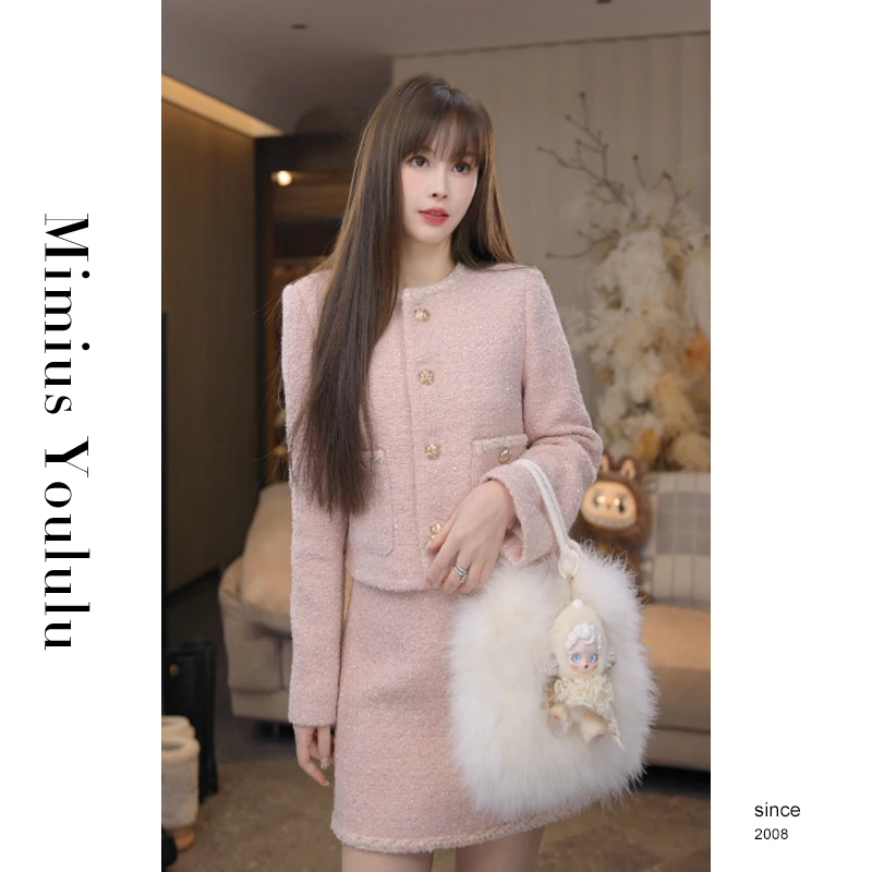 【mimius】&喵喵千金感粗花呢小香外套+裙裤汉服()F12333