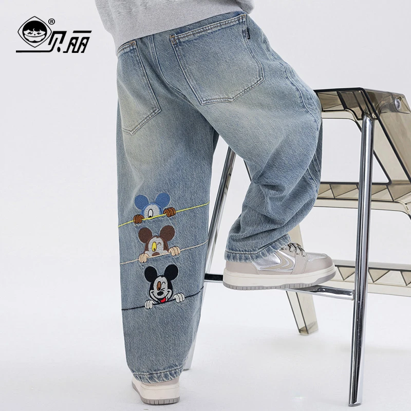 儿童装男童春装裤子2025新款休闲中大童牛仔裤春季长裤男孩春秋款
