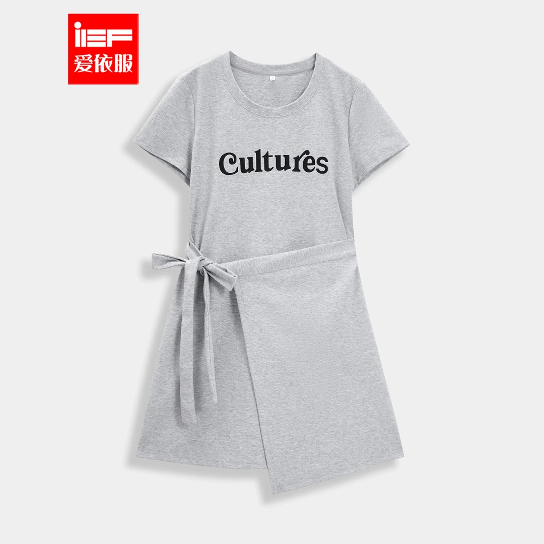 IEF/爱依服2025夏季新款韩版时尚字母印花休闲风设计感显瘦连衣裙