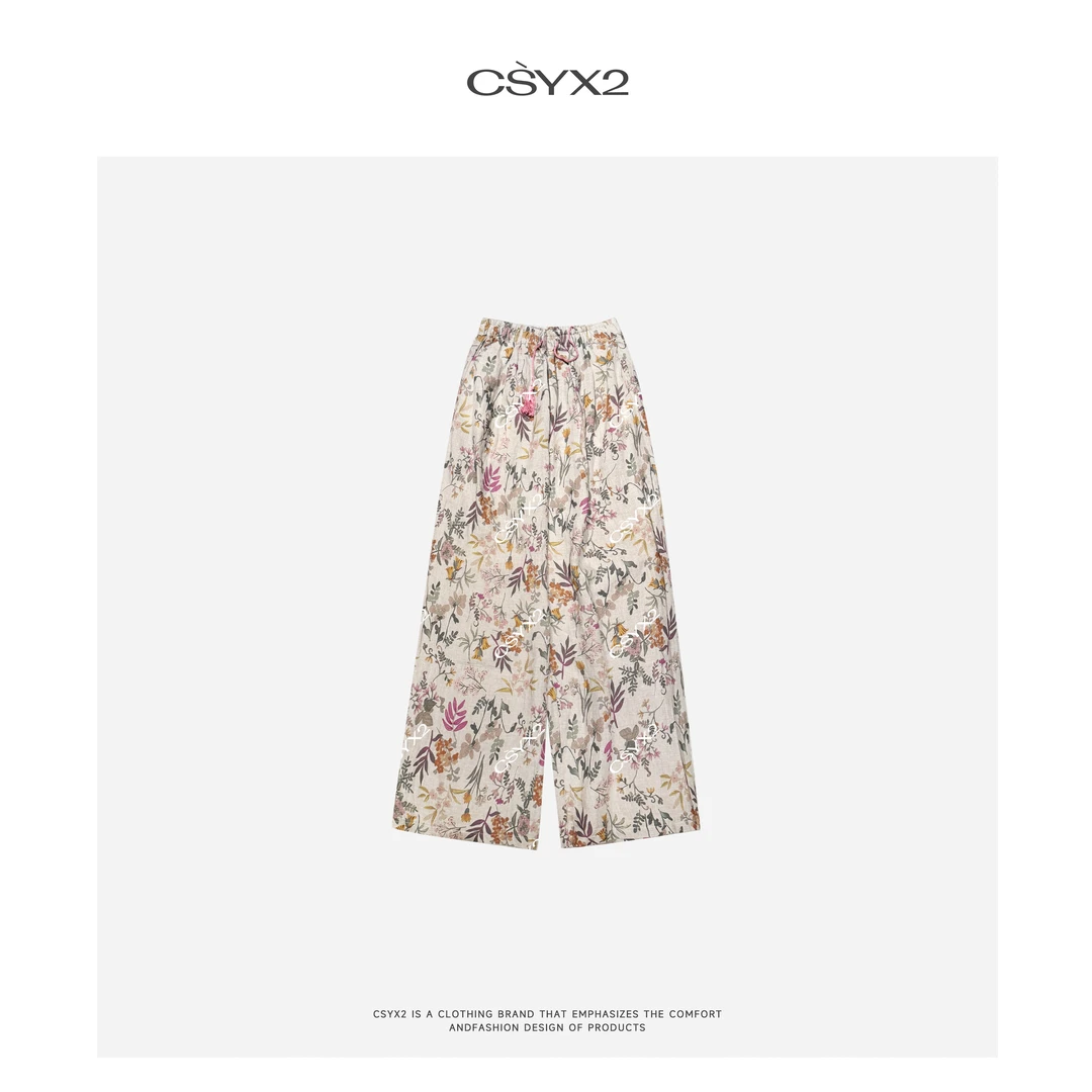 CsyX2-2025S/S秋夏新款“日落花园”定制工艺印花长裤CA5XK017