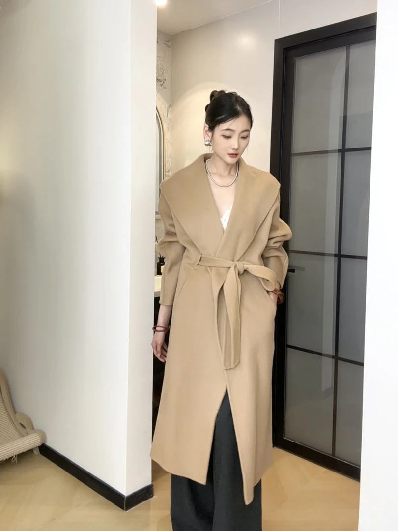 2025新款高级感秋冬大翻领气质减龄羊轻奢羊毛大衣双面长款外套