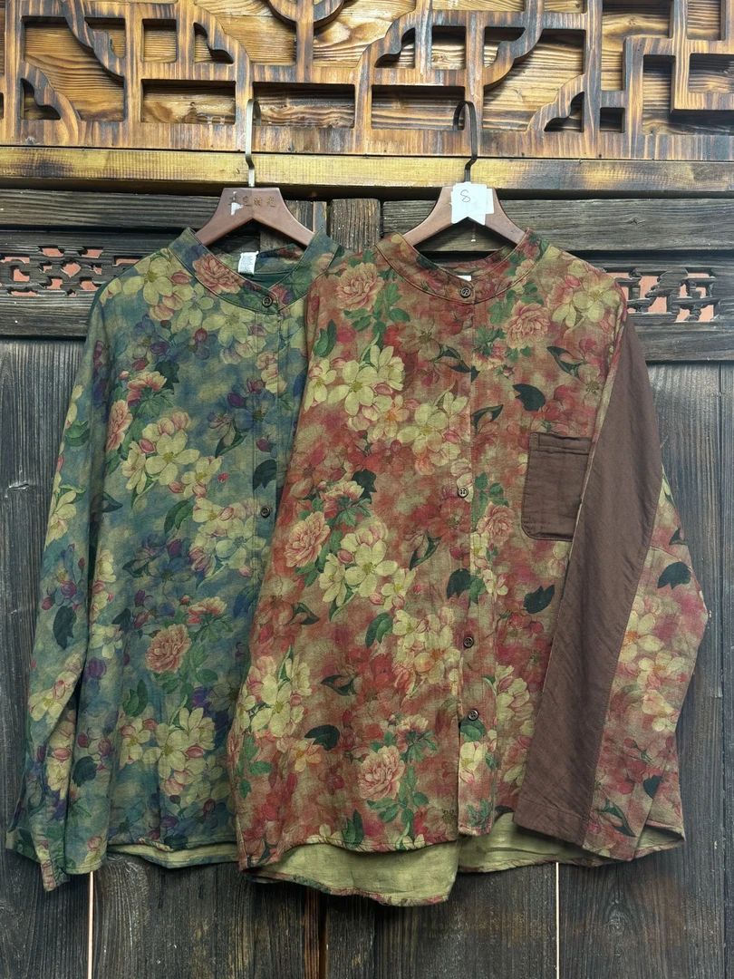 （再见时光）宽松中式时尚复古百搭休闲上衣