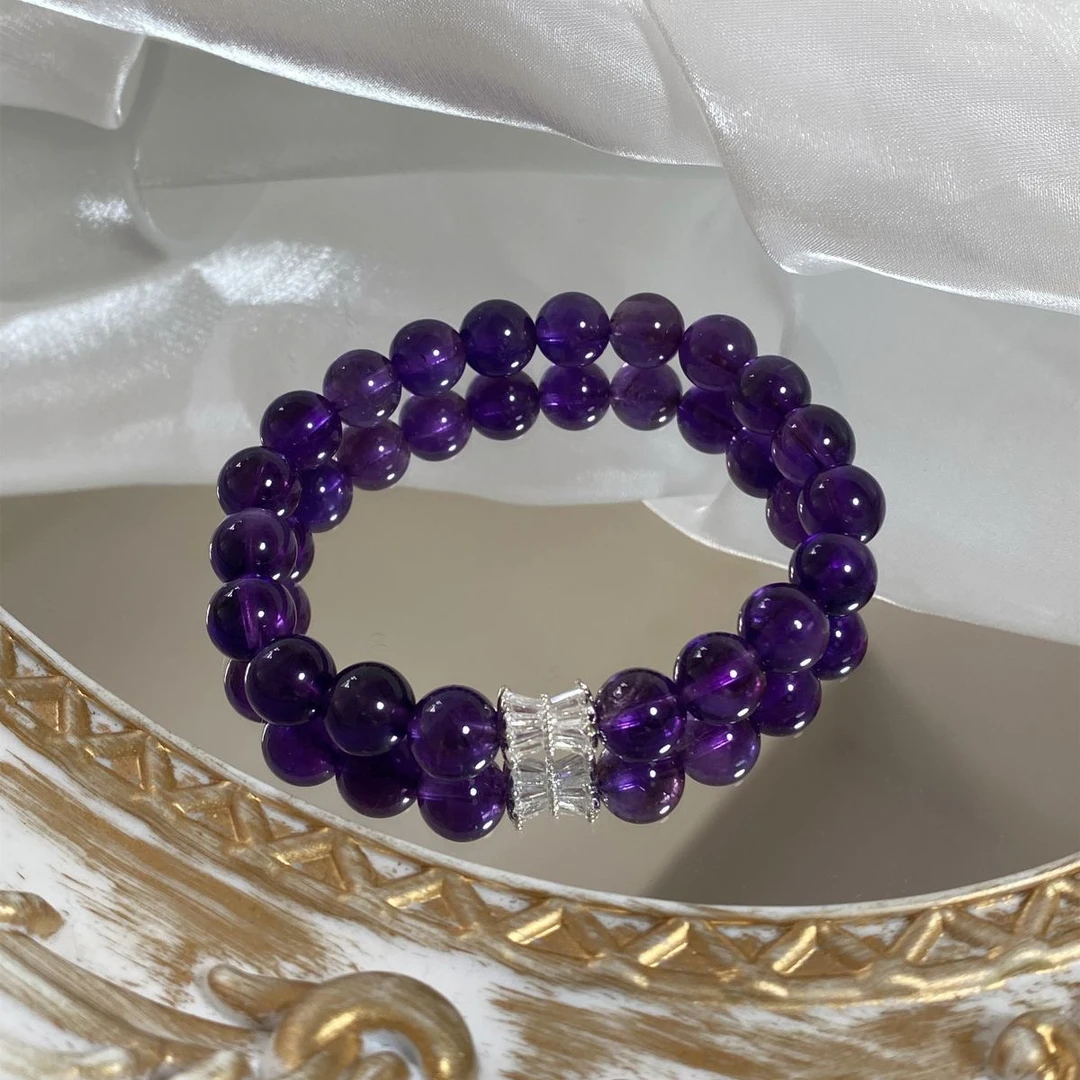 【带证书】纯天然上岸手串天然乌拉圭紫水晶招财原创设计转运手链