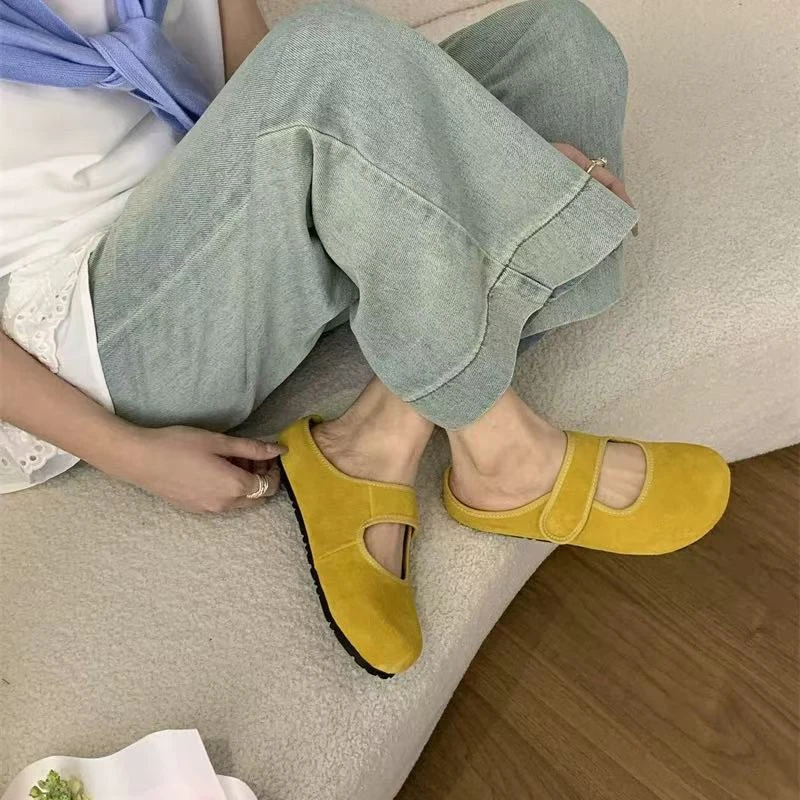 C5562  黄色 丑萌勃肯拖鞋2025新款半包软底舒适百搭女凉拖