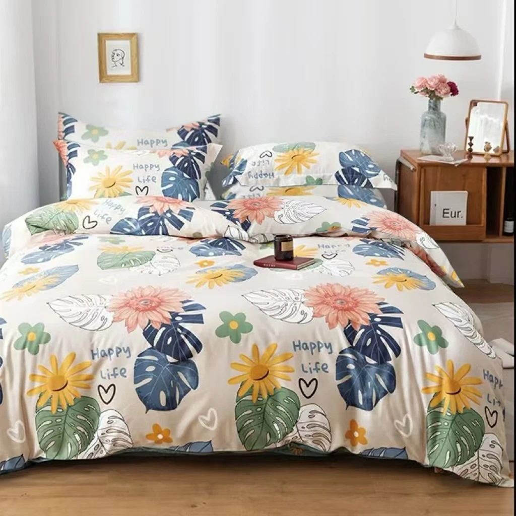 新款春夏床上四件套床单被套被罩床品套件加厚磨毛可爱小清新