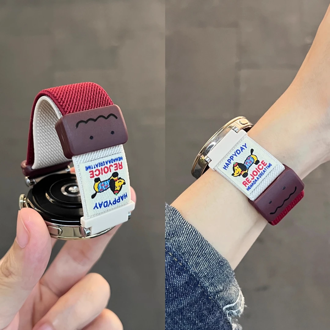 腊肠狗涂鸦适用小米watch s4表带尼龙手表s3秋冬Color2磁吸Sport