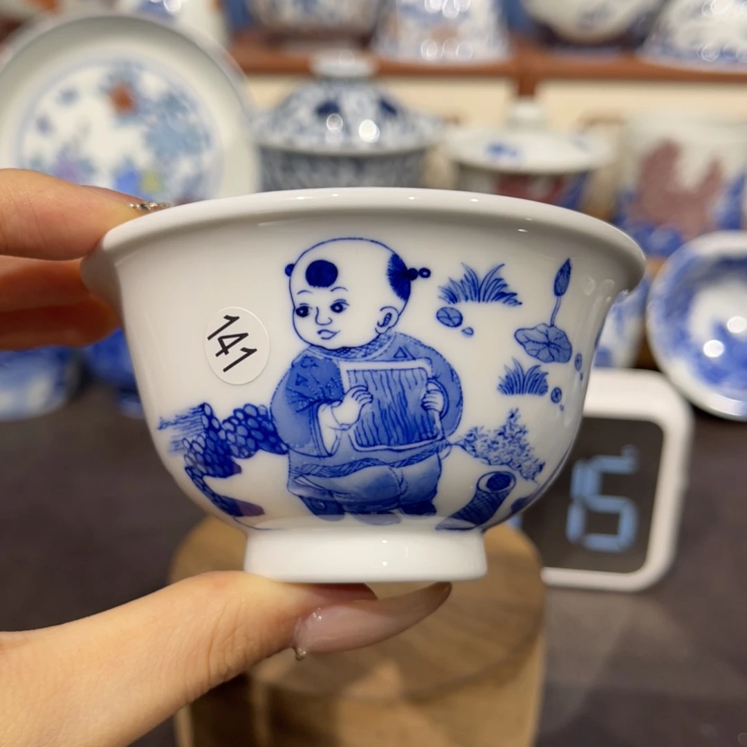叁*141青花童子单杯zj201