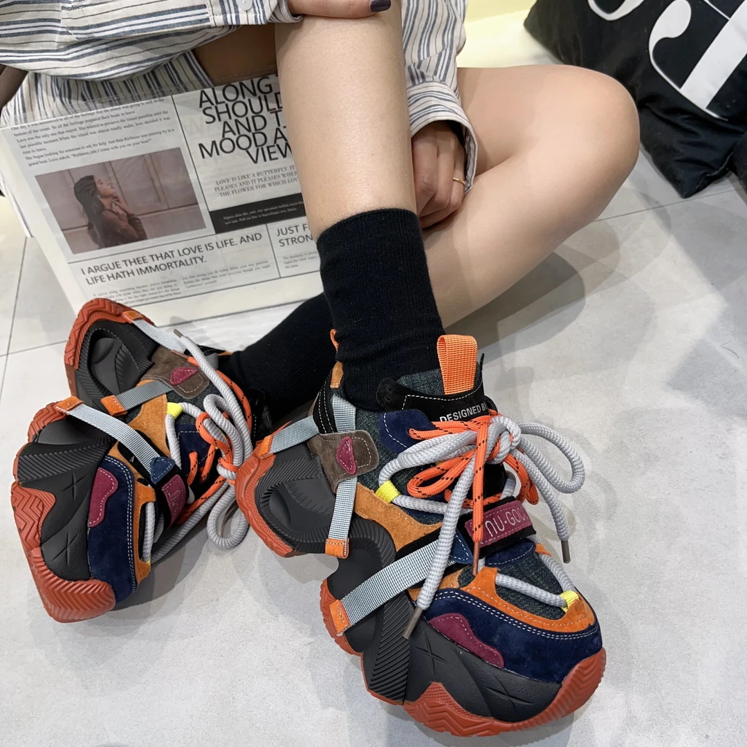 【小涵家】新款欧日韩小众时尚studios复古撞色厚底【7cm】老爹鞋ins
