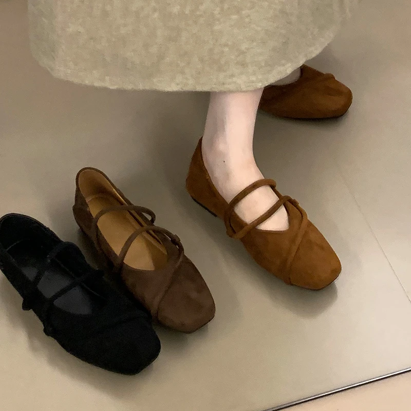 内增高玛丽珍鞋单鞋女晚晚风浅口绒面低跟通勤女鞋