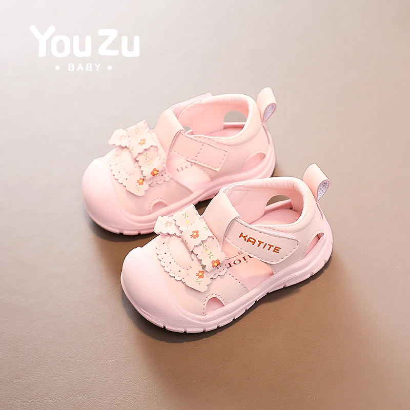 宝宝凉鞋甜美透气防滑软底包头蝴蝶结夏季1一3周岁半女婴儿学步鞋