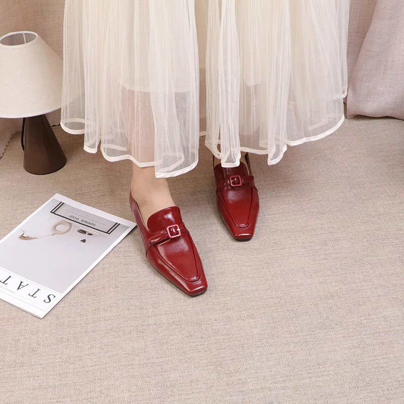 2025夏季上新真牛皮时尚简约职业风小皮鞋百搭女鞋单鞋夏季百搭女