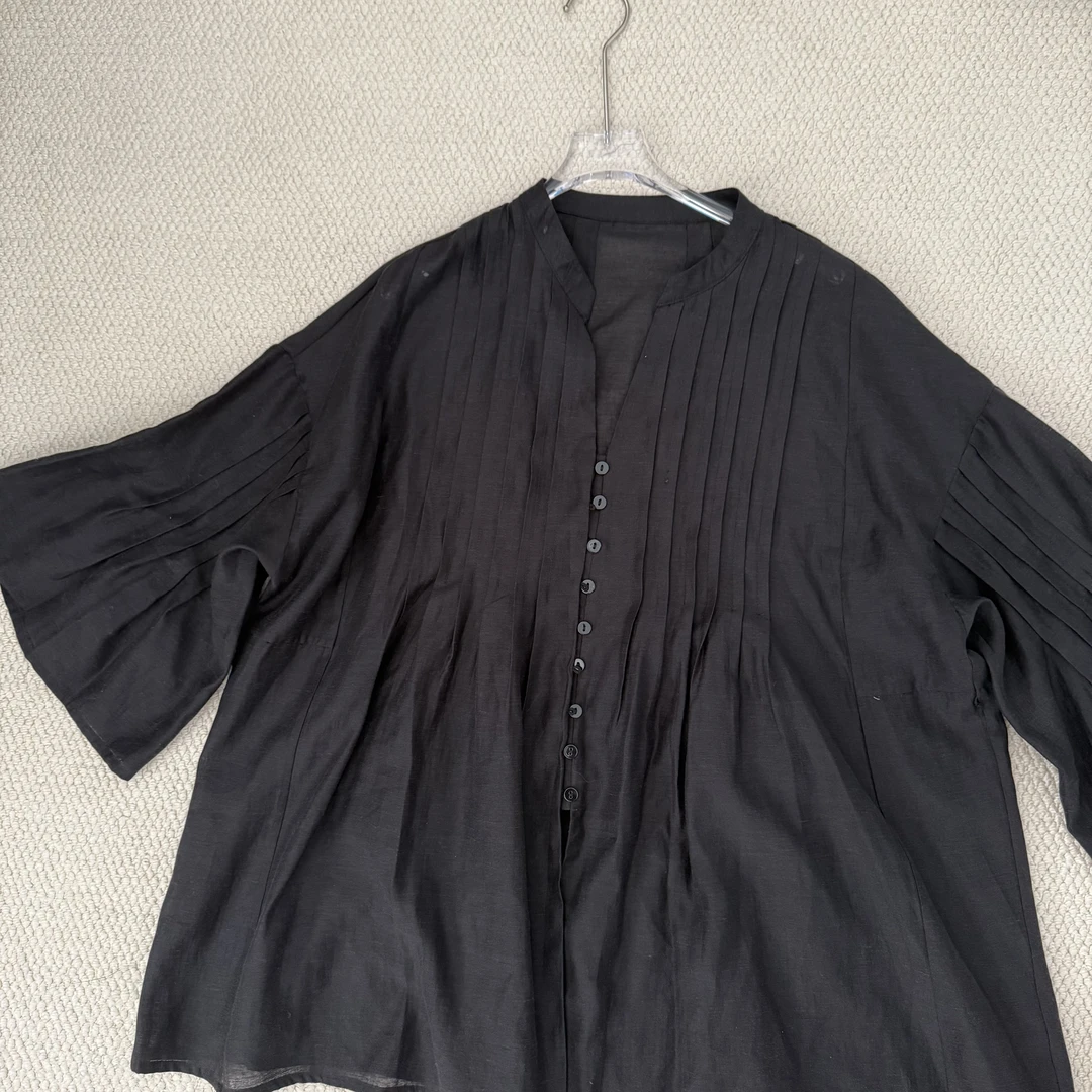 亚麻复古定制设计感夏季衬衫