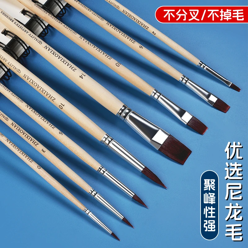 丙烯水粉水彩尼龙画笔油画笔美术专用勾线描边手绘画画长杆勾线笔