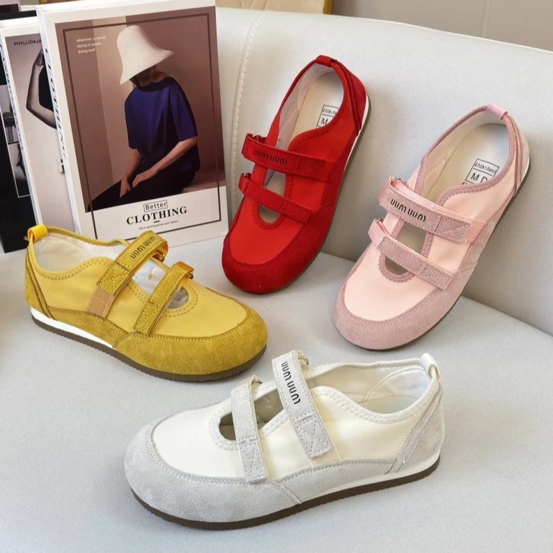 清魔术贴玛丽珍鞋女2025春夏新款镂空平底浅口鞋软底休闲单鞋