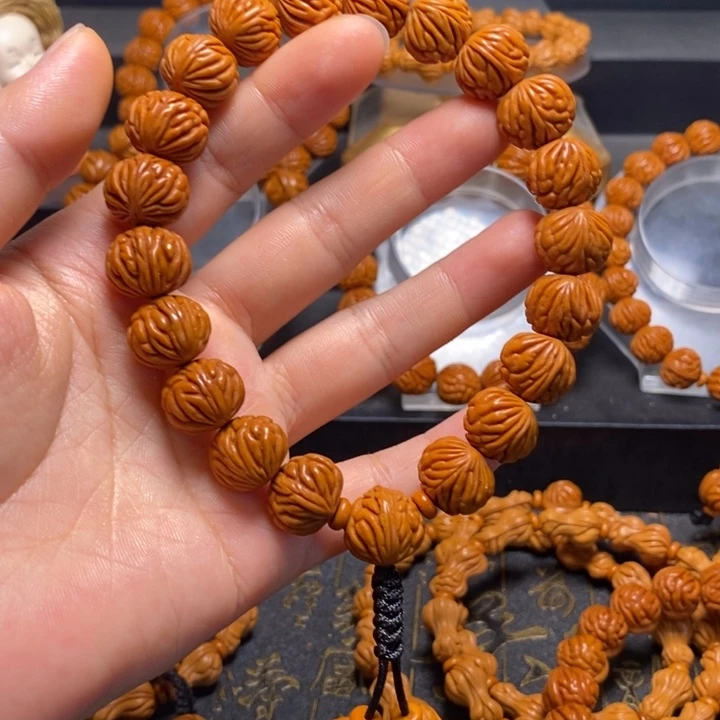桃核手串凤羽金蟾手持14