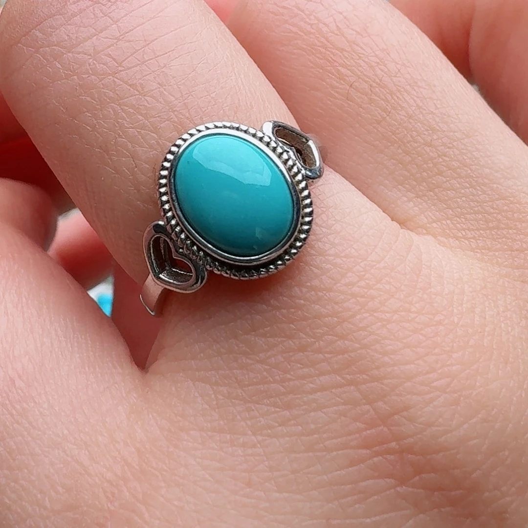 绿松石银S925镶嵌戒指