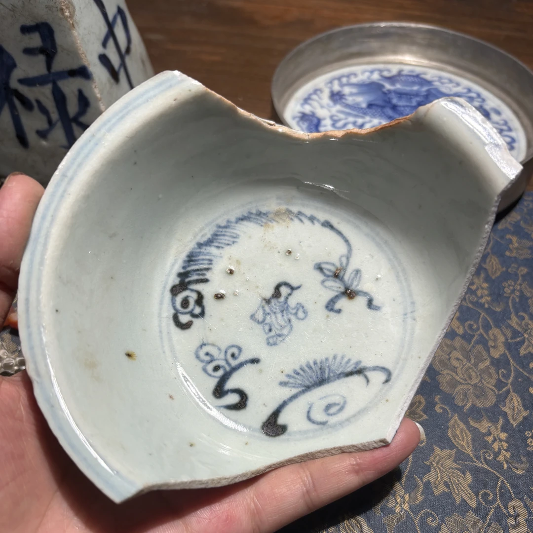 M青花婴戏人物瓷片标本顺丰包邮全手工制作