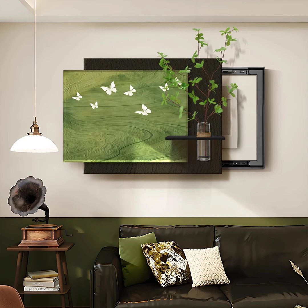 中古风高级感电表箱装饰画复古配电箱挂画水培绿植遮挡开关盒壁画