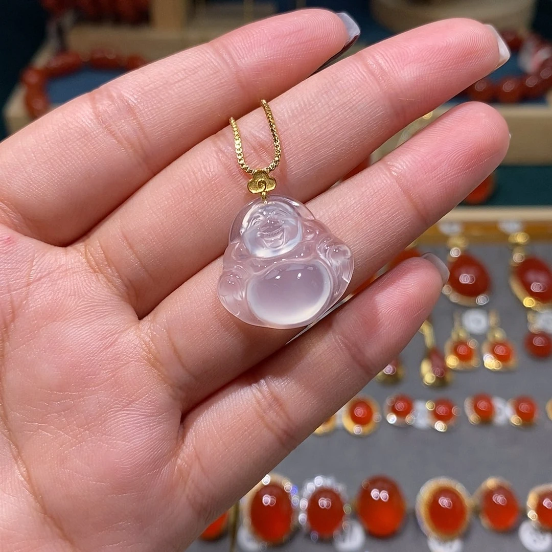 玛瑙/玉髓18K金镶嵌颈饰