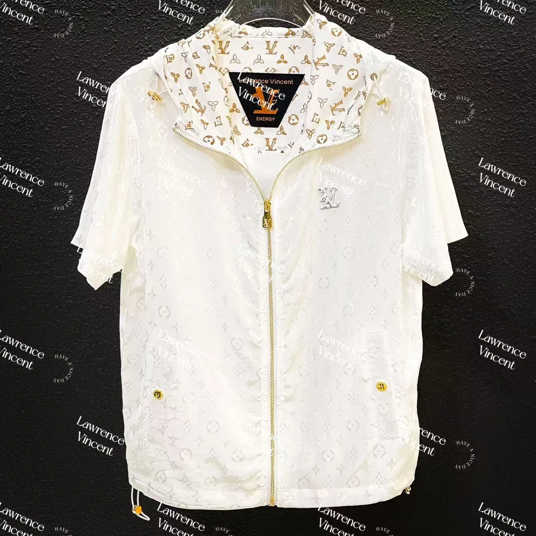 夏季冰感拉链短袖连帽外套防晒衣外穿男女同款J512