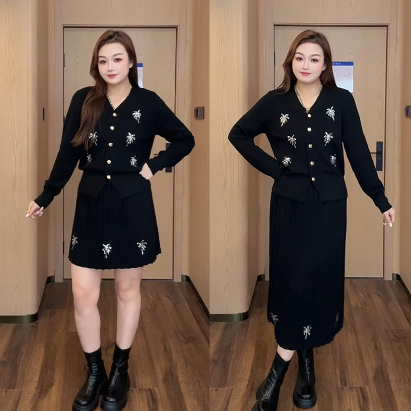 花菜微胖定制~【万有引力】秋冬新款慵懒舒适针织上衣+针织半裙