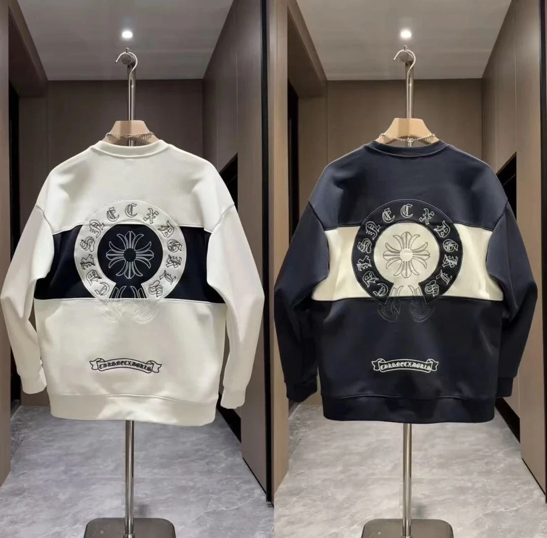 2025冬季男士圆领加厚时尚百搭刺绣卫衣长袖上衣休闲帅气打底衫潮