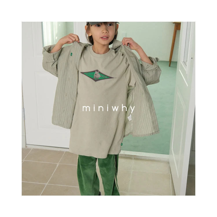 miniwhy韩国童装代购"可爱小兔印花中长款短袖Tee 中性宝jeje25春