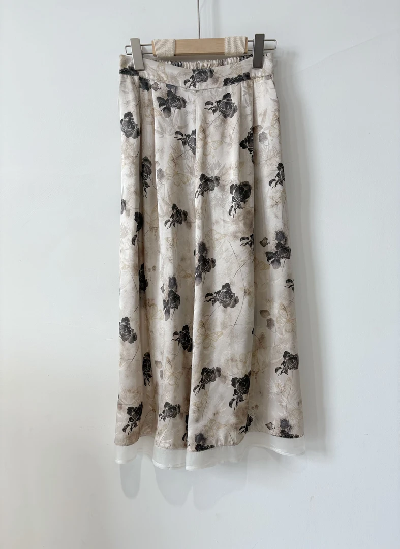 《裤子》桑蚕丝100花萝裙裤m034气质时尚休闲夏季碎花百搭设计师