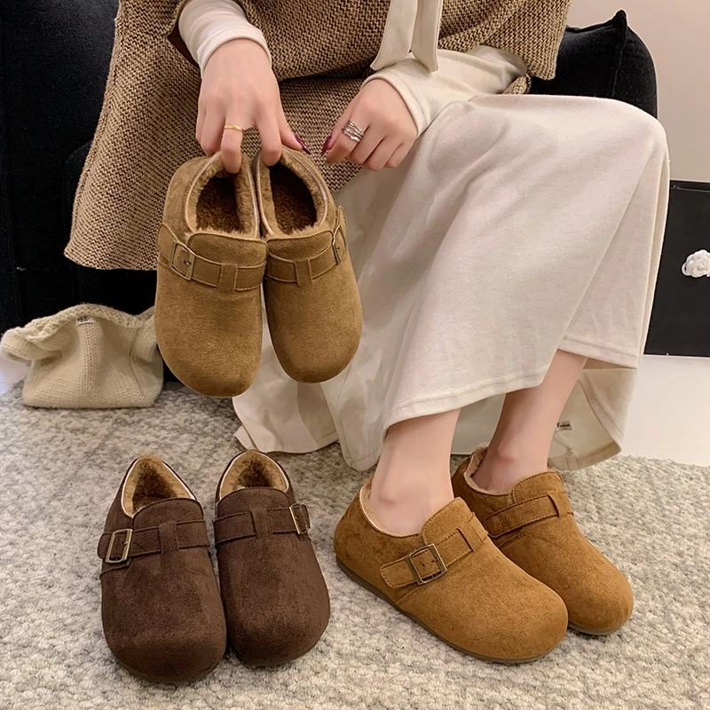 【一脚蹬勃肯鞋】扣带复古懒人全包加绒博肯鞋女款休闲勃肯鞋百搭