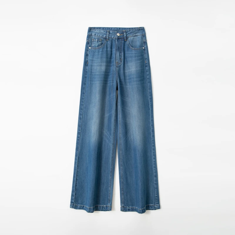 莱赛尔阔腿牛仔裤2025年夏季薄款垂感窄版直筒喇叭裤子&222&