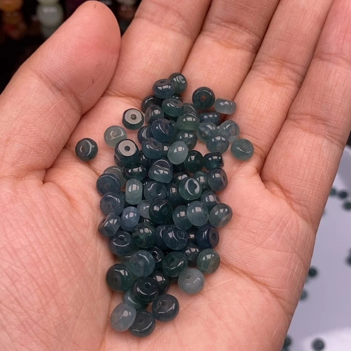 玛瑙/玉髓未镶嵌卡5.5x3蓝水算盘60个