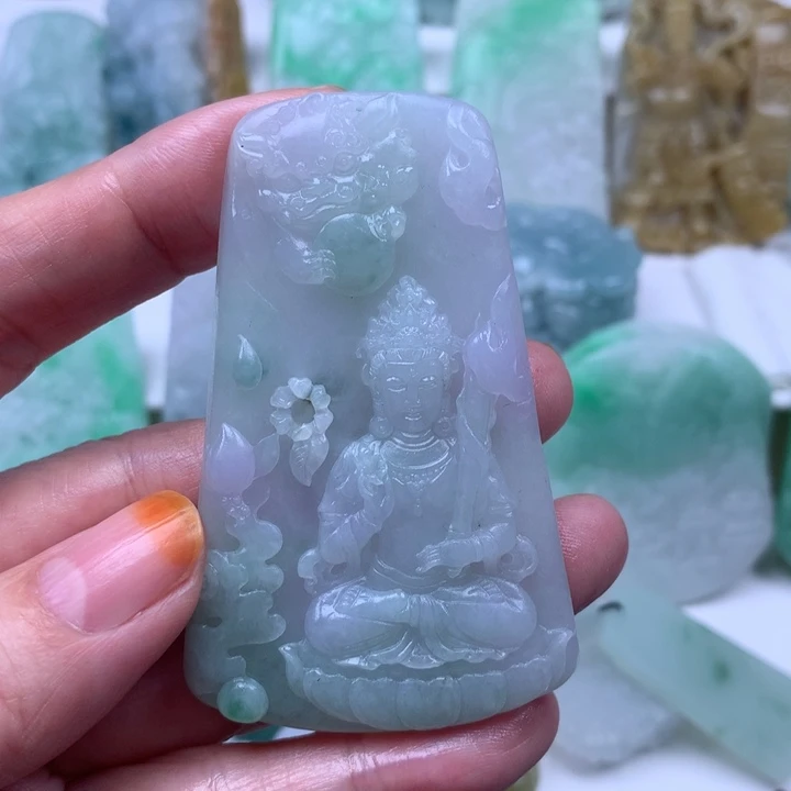 定制翡翠未镶嵌挂件文殊挂件