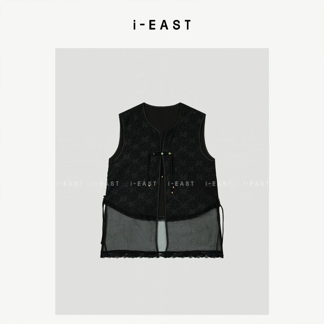 i-EAST NN 春烟扶柳~新中式国风拼接无袖马甲-5X GF5724