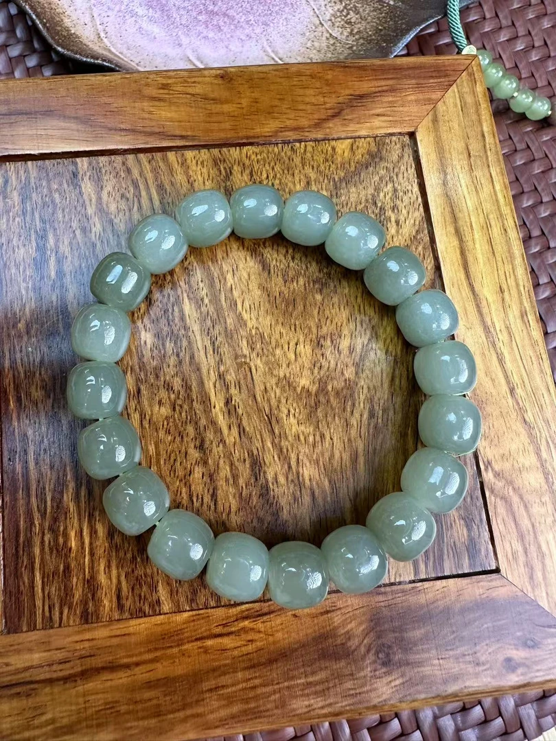 天然和田老型算盘珠--圆珠手串卡10