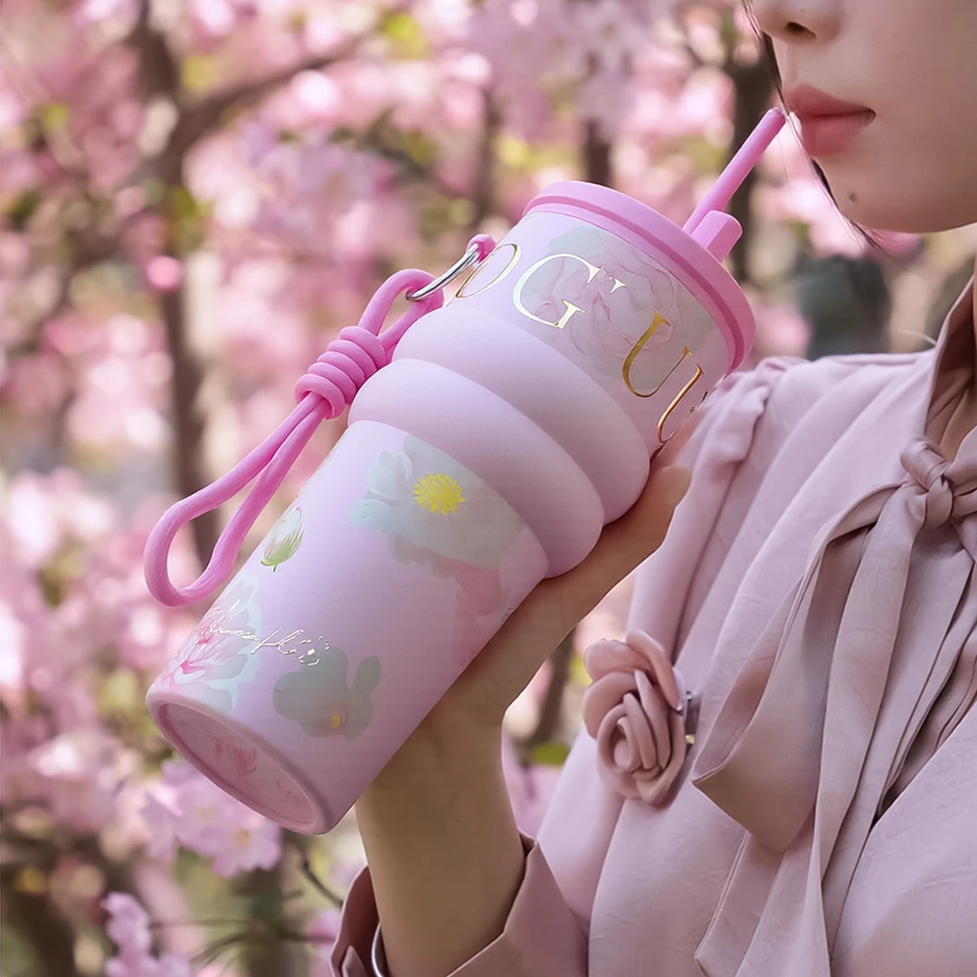 吸管保温杯女生高颜值冰霸杯2025新款大容量水杯便携茶水分离杯子