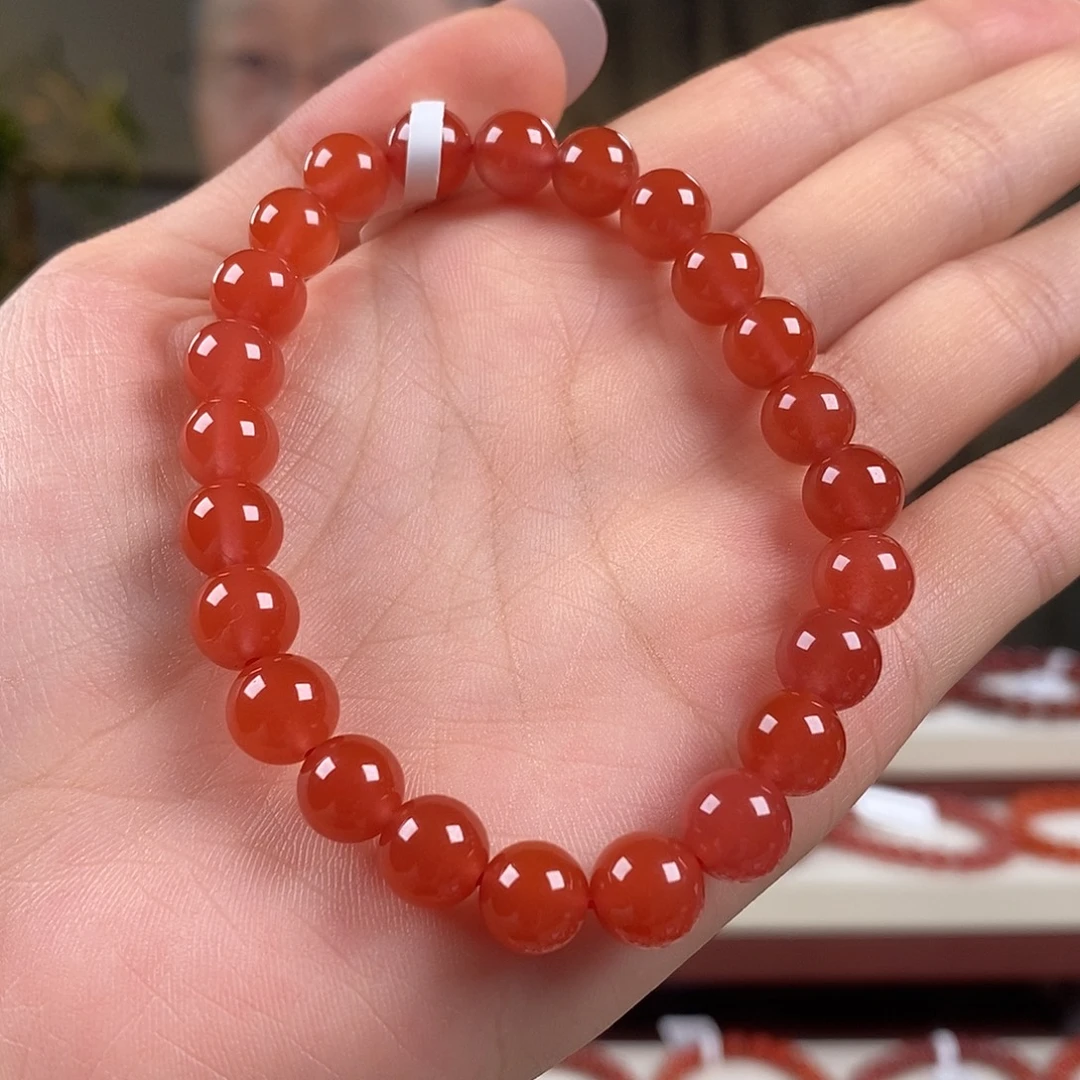 南红玛瑙未镶嵌手串原矿8mm特级冰红保山