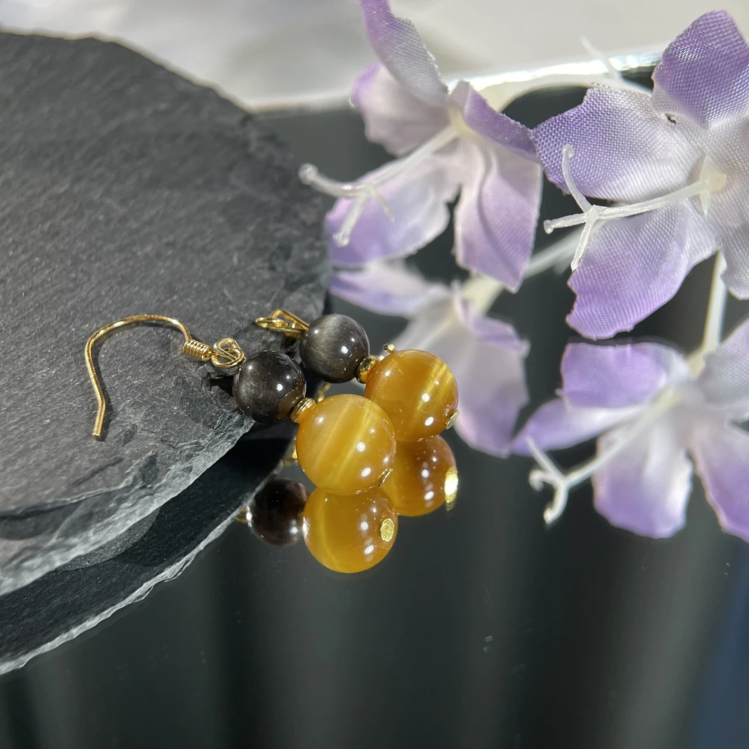 虎眼石银曜石葫芦耳钩s925 KT25112123